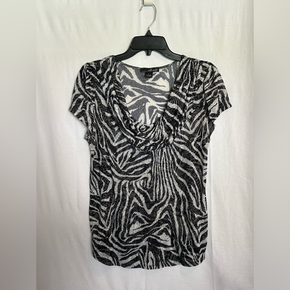 Willi Smith - Stylish Navy Blue Zebra Print Women's Top